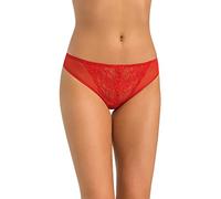 Teyli Women’s Mesh Knickers with Lace Trim - High Waisted Sheer Briefs - Soft Breathable Ladies Underwear - Comfortable Everyday Panties Red 12