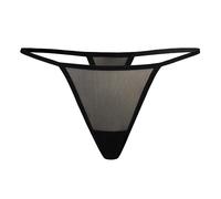 Teyli Women’s Sheer Mesh Thong - Transparent G String Panties with Mesh - Soft Stretch Breathable Underwear - Comfortable Elegant Lingerie Black 14/16