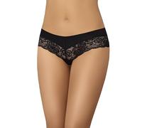 Teyli Women's Knickers Brazilian Tanga Briefs Cotton Floral Lace Full Comfort Breathable Stretchy Panties Viki Color Black Size 12