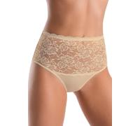 Teyli Women's Knickers High Waisted Briefs Cotton Floral Lace Full Comfort Breathable Stretchy Panties Violetta Color Beige Size 24
