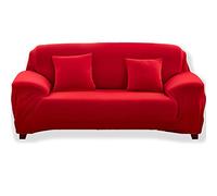 Teynewer 1-Piece Fit Stretch Sofa Cover, Sofa Slipcover Elastic Fabric Minimalism Style Chair Loveseat Couch Settee Sofa Covers Universal Fitted Furniture Cover Protector (3 Seater, Red)