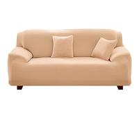 Teynewer 1-Piece Fit Stretch Sofa Cover, Sofa Slipcover Elastic Fabric Minimalism Style Chair Loveseat Couch Settee Sofa Covers Universal Fitted Furniture Cover Protector (1 Seater, Beige)