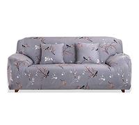 Teynewer 1-Piece Fit Stretch Sofa Cover, Sofa Slipcover Elastic Fabric Printed Pattern Chair Loveseat Couch Settee Sofa Covers Universal Fitted Furniture Cover Protector (2 Seater, Grey Pattern)