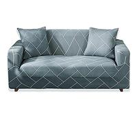 Teynewer 1-Piece Fit Stretch Sofa Cover, Sofa Slipcover Elastic Fabric Printed Pattern Chair Loveseat Couch Settee Sofa Covers Universal Fitted Furniture Cover Protector (2 Seater, #Grey Grid)
