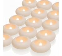 Teynewer 12 Pack Waterproof Flameless Floating Tealights, Warm White Battery Flickering LED Tea Lights Candles for Wedding, Party, Bath, Tub, Spa, Pool, Pond (D 3 inch X H 1 inch)