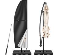 Teynewer Garden Parasol Cover, Waterproof Cantilever Umbrella Protector | 210D Oxford Fabric, Fit for 1 to 3m Banana Patio Umbrellas, Anti-UV Windproof with Zipper, Telescopic Rod, 205x25x57/48cm