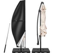 Teynewer Garden Parasol Cover, Waterproof Cantilever Umbrella Protector | 210D Oxford Fabric, Fit for 2 to 4m Banana Patio Umbrellas, Anti-UV Windproof with Zipper, Telescopic Rod, 280x30x81/46cm