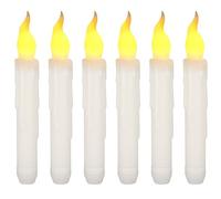 Teynewer LED Taper Candle Lights, NO Remote, Battery Operated Drip Wax Flameless Flickering LED Floating Candles Pack of 6 for Wedding Halloween Christmas Birthday Party Decor (0.79 x 6.5 Inch)
