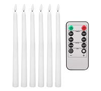 Teynewer LED Taper Candles with 10-Key Remote, Battery Operated Flameless Taper Candles Pack of 6, Warm White 3D Wick Flickering Light Dinner Candle for Christmas Home Wedding Decor (0.78 X 11.2 Inch)