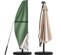 Teynewer Parasol Cover Waterproof, Garden Cantilever Umbrella Cover, Green | 210D Oxford Fabric, Telescopic Rod and Zipper Fit for 2 to 4 m Banana Patio Umbrella, Windproof, Anti-UV, 280x30x81/46cm