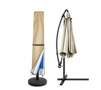 Teynewer Parasol Cover Waterproof, Straight Parasol Protective Covers with Telescopic Pole and Zipper Fit for 1.8 to 2.7 m Large Umbrella Patio Parasol Weatherproof UV-Anti Windproof, Khaki