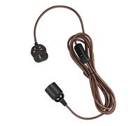 Teynewer Pendant Light Fitting Kit, E27 Lamp Holder with Switch & UK Plug, 2 Core Braided Textile Cable for DIY Hanging Ceiling Lighting Fitting Kit (Coffee, 2m)
