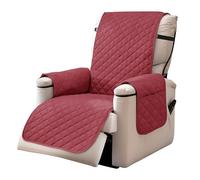 Teynewer Reversible Recliner Sofa Covers Water Repellent Chair Covers Furniture Protector for Recliner Chair with Elastic Straps for Kids Pets Sitting Width Up to 22", Red/Tan