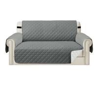 Teynewer Sofa Covers 2 Seater Water Repellent Reversible Sofa Slipcovers Loveseat Couch Settee Covers Non-Slip Furniture Slipcovers with Elastic Straps for Kids Pets, Grey/Beige