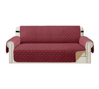 Teynewer Sofa Covers 3 Seater Water Repellent Reversible Sofa Slipcovers Couch Settee Covers Non-Slip Furniture Slipcovers with Elastic Straps for Kids Pets, Red/Tan