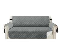 Teynewer Sofa Covers 4 Seater Water Repellent Reversible Sofa Slipcovers Couch Settee Covers Non-Slip Furniture Slipcovers with Elastic Straps for Kids Pets, Grey/Beige
