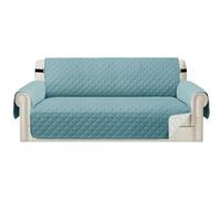 Teynewer Sofa Covers 4 Seater Water Repellent Reversible Sofa Slipcovers Couch Settee Covers Non-Slip Furniture Slipcovers with Elastic Straps for Kids Pets, Blue/Beige