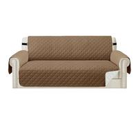 Teynewer Sofa Covers 4 Seater Water Repellent Reversible Sofa Slipcovers Couch Settee Covers Non-Slip Furniture Slipcovers with Elastic Straps for Kids Pets, Taupe/Beige