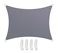 Teynewer Sun Shade Sail Rectangle 3x4m Waterproof Shade Sail for Outdoor Garden Patio Party 98% UV Block Sunscreen Awning Canopy Sunsail with Free Rope, Light Grey