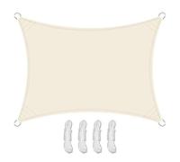 Teynewer Sun Shade Sail Rectangle 5x3m Waterproof Shade Sail for Outdoor Garden Patio Party 98% UV Block Sunscreen Awning Canopy Sunsail with Free Rope, Cream