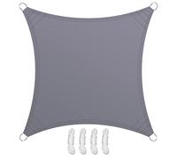 Teynewer Sun Shade Sail Square 3x3m Waterproof Shade Sail for Outdoor Garden Patio Party 98% UV Block Sunscreen Awning Canopy Sunsail with Free Rope, Light Grey