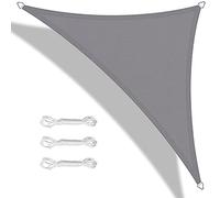 Teynewer Sun Shade Sail Triangle 3x3x3m Waterproof Shade Sail for Outdoor Garden Patio Party 98% UV Block Sunscreen Awning Canopy Sunsail with Free Rope, Light Grey