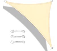 Teynewer Sun Shade Sail Triangle 5x5x5m Waterproof Shade Sail for Outdoor Garden Patio Party 98% UV Block Sunscreen Awning Canopy Sunsail with Free Rope, Cream