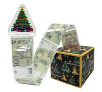 Teyomi 1 Christmas Money Box for Cash Gift,Christmas Pull Surprise Money Gift Box for Kids Girlfriend Presents,Money Cake Pull out Cash and 50pcs Transparent Bags (Christmas Money Box-Green)