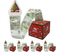Teyomi 5 Set Christmas Money Box for Cash Gift,Christmas Pull Surprise Money Gift Box for Kids Girlfriend Presents,Money Cake Pull out Cash and 50pcs Transparent Bags,Money Pull Box for Party(Red)