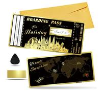 Teyomi Boarding Pass Gift Ticket, Black Flight Ticket Scratch-off Card with Envelope, Unique Plane Ticket Gift, Scratch & Reveal Surprise Airplane ticket for Vacation, Trip, Birthday, Girlfriends