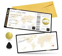 Teyomi Boarding Pass Scratch-off Gift Ticket, Black Travel Ticket Scratch-off Card with Envelope, Unique Travel Gift Card, Scratch & Reveal Surprise Ticket for Valentine's Day,Birthday,Girlfriends