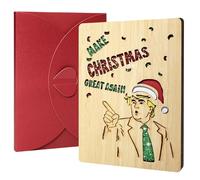 Teyomi Funny Christmas Card with Envelope for Men Women, Wooden Merry Christmas Blank Cards for Dad Mom, Unusual Handmade Xmas Greeting Card and Happy Holiday Card, Humorous Gift for Friends, Husband