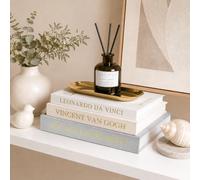 Teyomi Set of 3 Artistic Decorative Books for Home Decor with Gold Tray