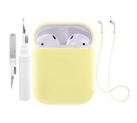 Teyomi Silicone Case Compatible with AirPods 2 & 1 with Cleaning Kit, Protective Case Compatible with Apple AirPods 2 with Sport Strap, Soft Cover Skin for Airpods 1 2 Case(Yellow)