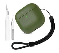 Teyomi TPU Case Compatible with AirPods 4 Generation with Cleaner Kit, Protective Case Compatible with Airpods 4 with Hand Strap, Leather Touch Design, Support for Wireless Charging (Light Green)