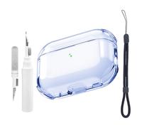 Teyomi Transparent Case Compatible with Airpods Pro 3 with Cleaning Kit, Soft TPU Protective Case Compatible with Airpods Pro 3nd Generation with Hand Strap, Wireless Charging, Shockproof (Blue)
