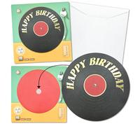 Teyomi Vinyl Record Birthday Card, Funny Greeting Card with Velcro, Golden Happy Birthday Card with Envelope,Vintage Sweet Gift for Men,Women,Boyfriend,Girlfriend,Dad,Mom, Large 5x5 inch, Blank Inside