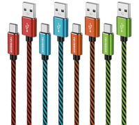 Teyssor USB C Charger Cable, 1.85M/6FT 4Pack USB A to USB C Nylon Braided Type C Cable Fast Charging Compatible with Samsung Galaxy S24 S23 S22 S21, Note 10 9 8, Google Pixel