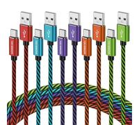 Teyssor USB C Charger Cable, 3M/10FT 5Pack USB A to USB C Nylon Braided Type C Cable Fast Charging Compatible with Samsung Galaxy S24 S23 S22 S21, Note 10 9 8, Google Pixel