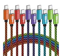 Teyssor USB C to USB C Charger Cable, 10Ft 5Pack 60W Type C Cable Fast Charging C to C Cable Compatible with Phone 16 15 Pro Max, Galaxy S24 Ultra S23 S22, Pixel