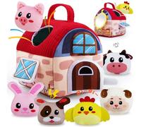 teytoy Baby Toys for Newborn 6-12 Months, Soft Barn with Stuffed Farm Animals Playset Montessori Sensory Toys for Toddlers 1-3 Baby Birthday Easter Basket Stuffers
