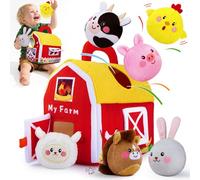 teytoy Baby Toys for Newborn 6-12 Months, Soft Farm Animals Toys with Barn, Rattle, Crinkle Paper, Mirror, Busy Montessori Sensory Toys for Babies Toddlers 1-3 Baby Easter Basket Stuffers