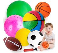 teytoy Balls for Toddlers 1-3,Toddler Sports Ball Outdoor Toys,Set of 7 Kids Indoor Outdoor Toys-PlaygroundBall Basketball Football Volleyball Rugby Bounce Ball with Bag