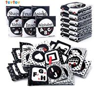 Black and White Baby Book Baby Sensory Toys High Contrast Sensory Books First Book Newborn Toys Early Educational Baby Books 0-6 Months Newborn Baby Gifts, 6 pcs