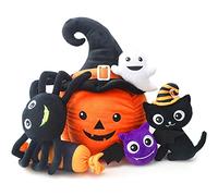 teytoy Halloween Pumpkin Toys Set, Children Halloween Toys Funny Pumpkin Plush Toys Pumpkins, Spiders, Ghosts, Bats, Black Cats, Candy Halloween Party Decoration for Infants Boys and Girls