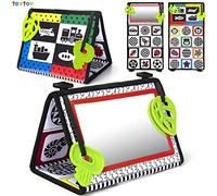 teytoy Tummy Time Mirror for Babies New Born Toys for 0-6 months Tummy Time Toys High Contrast Sensory Toys with Black and White Patterns and Teether Baby Mirror Tummy Time Flip Foldable