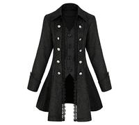 Teyujosem Women's Renaissance Gothic coat medieval pirate steampunk vest jacket, Z3007bk, Medium