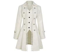 Teyujosem Women's Renaissance Gothic coat medieval pirate steampunk vest jacket, Z3007wh, XXXL