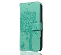 TEYYOS Case Compatible with Xiaomi Poco F8 Pro, Cat & Tree Embossed Phone Case, PU Leather Flip Folio Wallet Case with Card Holder Kickstand Magnetic Closure Cover. Green