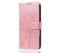 TEYYOS Case Compatible with Xiaomi Poco F8 Ultra, Cat & Tree Embossed Phone Case, PU Leather Flip Folio Wallet Case with Card Holder Kickstand Magnetic Closure Cover. Rose Gold
